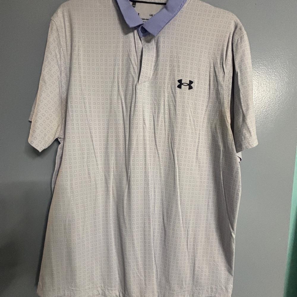 LG Men's Gray Polo with Blue Collar